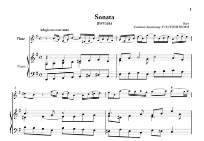 バッハ/フルート・ソナタ　ホ短調 BWV1034
